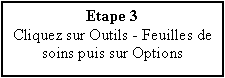 Zone de Texte: Etape 3Cliquez sur Outils - Feuilles de soins puis sur Options